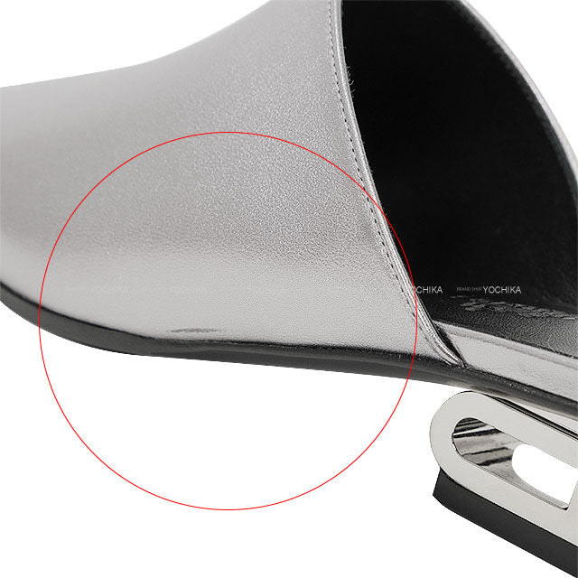 HERMES sandals IDOLE Gris Argent Vieilli Nappa Leather #38 Silver HW[EXCELLENT][Authentic]