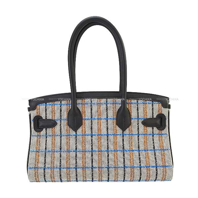 HERMES Shoulder bag Shoulder Birkin Light 29 Couverture Noir (Black)/Ecru/Bleu Zanzibar Toile/Swift Silver HW Stamp K[BRAND NEW][Authentic]