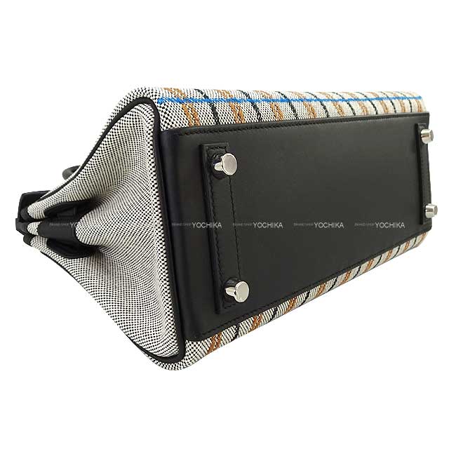 HERMES Shoulder bag Shoulder Birkin Light 29 Couverture Noir (Black)/Ecru/Bleu Zanzibar Toile/Swift Silver HW Stamp K[BRAND NEW][Authentic]