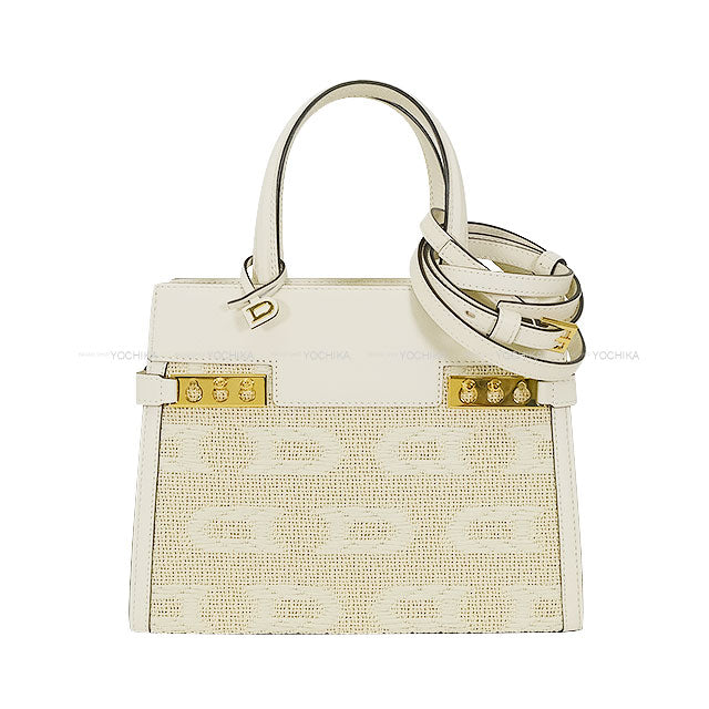 Delvaux Shoulder bag Tempete Crash PM Illusion Blanc (White) Calf /Jacquard Silver HW AA0636BSG0AEBDO[EXCELLENT][Authentic]
