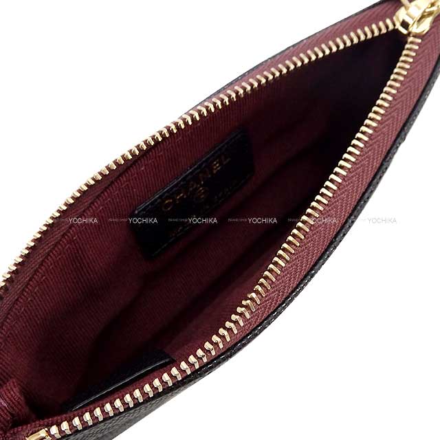 CHANEL Pouch Matelasse COCO Mark Classic Small Zip Noir (Black) Graind Calf(Caviarskin) Champagne Gold HW AP4020[BRAND NEW][Authentic]