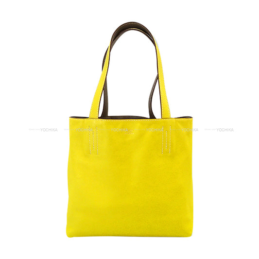 [Pre-loved] HERMES tote bag Double Sens 28 Etoupe/Lime Veau Sikkim Stamp □Q[USED SA][Authentic]