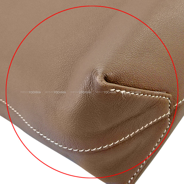 [Pre-loved] HERMES tote bag Double Sens 28 Etoupe/Lime Veau Sikkim Stamp □Q[USED SA][Authentic]