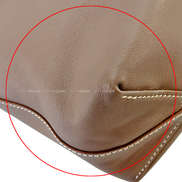 [Pre-loved] HERMES tote bag Double Sens 28 Etoupe/Lime Veau Sikkim Stamp □Q[USED SA][Authentic]