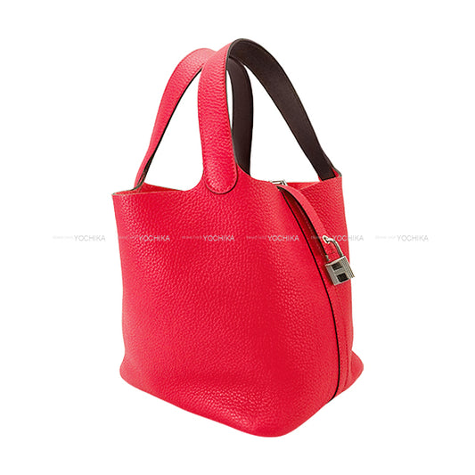 HERMES Handbag Picotin Lock 22 MM Eclat Framboise/Rouge Sellier Taurillon Clemence/Veau Swift Silver HW Stamp Z[ALMOST NEW][Authentic]