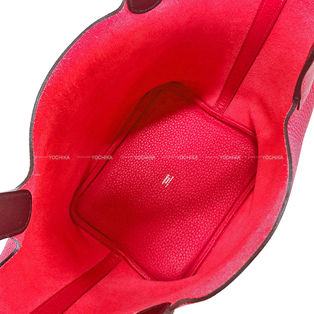 HERMES Handbag Picotin Lock 22 MM Eclat Framboise/Rouge Sellier Taurillon Clemence/Veau Swift Silver HW Stamp Z[ALMOST NEW][Authentic]