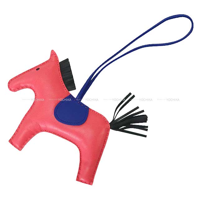 [Pre-loved] HERMES bag charm Rose Azalee/Bleu Electrique/Vert Cypress Agneau Milo Stamp A[LIKE NEW][Authentic]