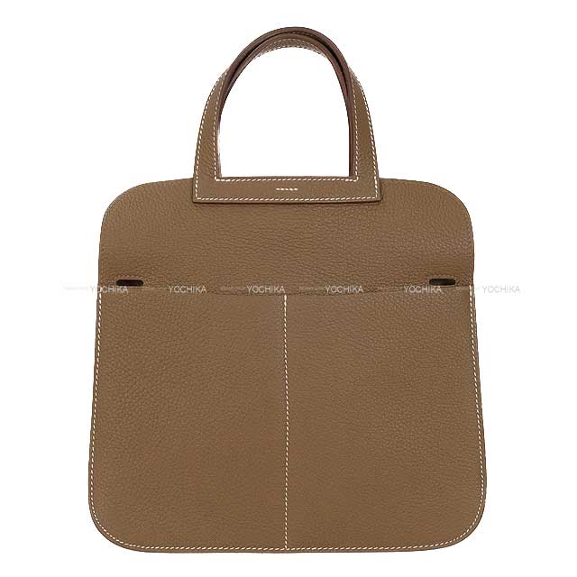 [Pre-loved] HERMES Shoulder bag Halzan 25 Etoupe Taurillon Clemence Silver HW Stamp U[LIKE NEW][Authentic]