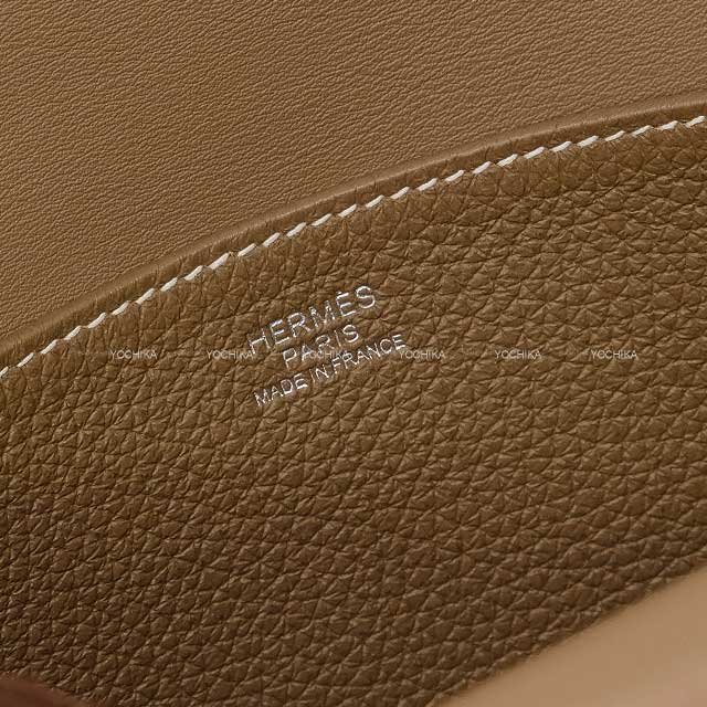 [Pre-loved] HERMES Shoulder bag Halzan 25 Etoupe Taurillon Clemence Silver HW Stamp U[LIKE NEW][Authentic]