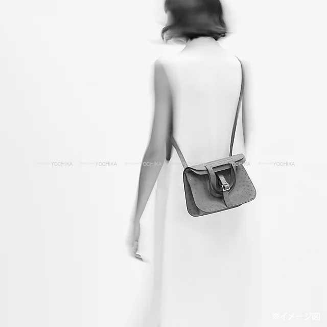[Pre-loved] HERMES Shoulder bag Halzan 25 Etoupe Taurillon Clemence Silver HW Stamp U[LIKE NEW][Authentic]
