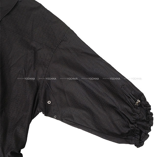 HERMES dress Shirt Dress Mosaic Motif Sellier Button With Belt Noir (Black) Cotton100% #40 Silver HW 5H0586DB[EXCELLENT][Authentic]