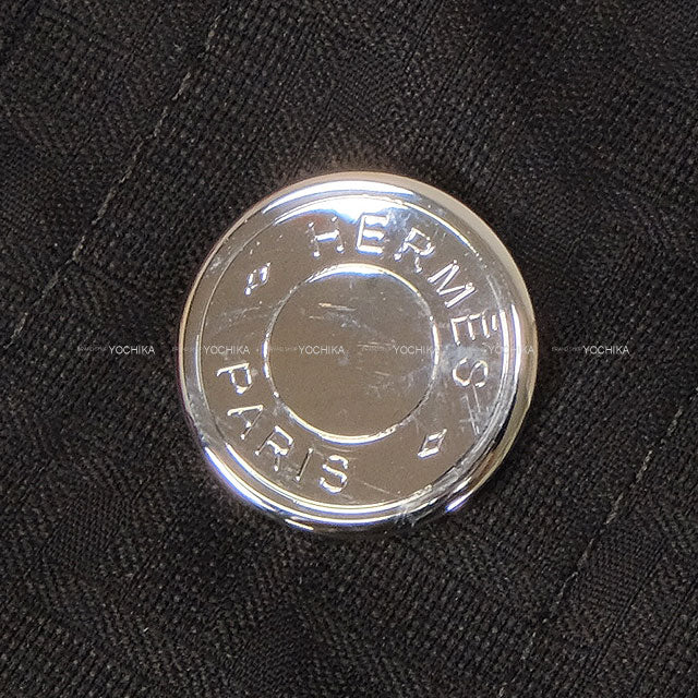 HERMES dress Shirt Dress Mosaic Motif Sellier Button With Belt Noir (Black) Cotton100% #40 Silver HW 5H0586DB[EXCELLENT][Authentic]