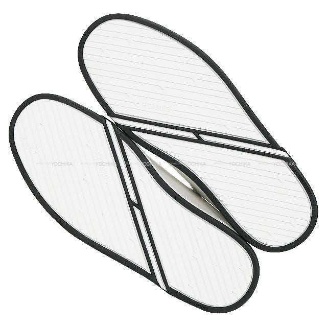 HERMES sneakers Women's Kid Blanc (White)/Noir (Black) Calf/Chevre Velour #37 3E0440DQ[BRAND NEW][Authentic]