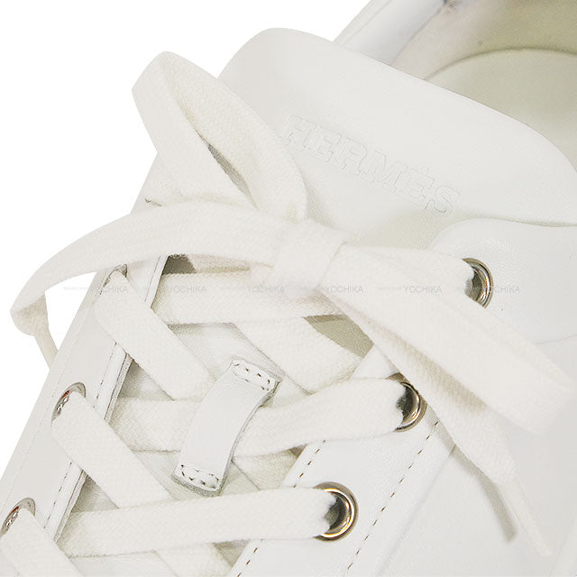 HERMES sneakers Women's Kid Blanc (White)/Noir (Black) Calf/Chevre Velour #37 3E0440DQ[BRAND NEW][Authentic]