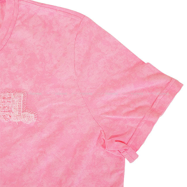 2023 CHANEL Short sleeve t shirt Tweed Logo Pink Pink Cotton #XL P74670[EXCELLENT][Authentic]