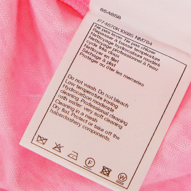 2023 CHANEL Short sleeve t shirt Tweed Logo Pink Pink Cotton #XL P74670[EXCELLENT][Authentic]