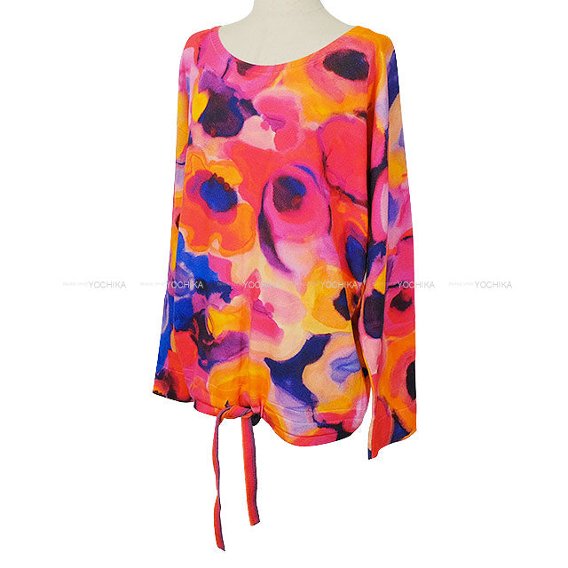 2025 SS CHANEL Knit Long sleeve Camelia Coco mark Drawstring Multicolor Cashmere #40 P51333[EXCELLENT][Authentic]