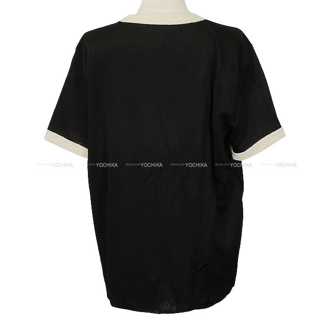 2025 AW New CHANEL Tops Sweater Short sleeve Bicolor Pockets COCO Button Noir (Black)/Blanc (White) Viscose #44 P80092[BRAND NEW][Authentic]