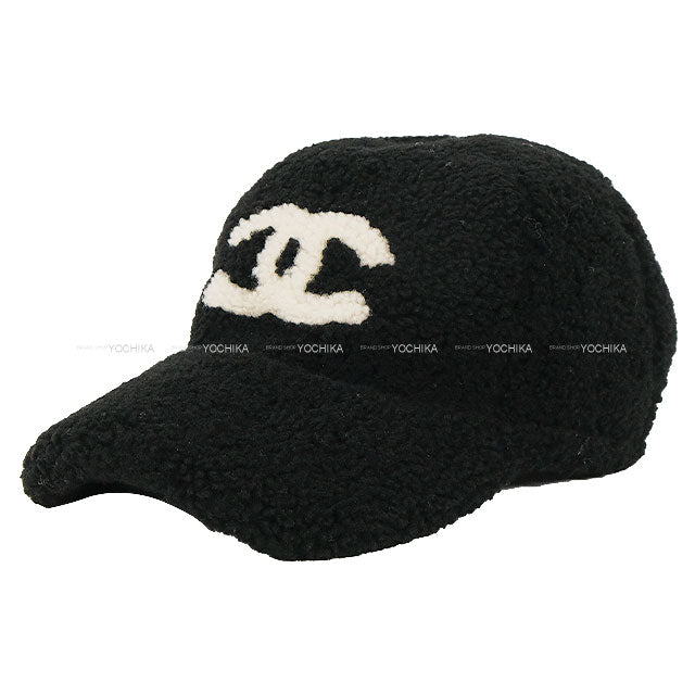 2025 AW CHANEL cap Boa Coco mark Noir (Black)/Blanc (White) Wool /Goat Skin AAB264[BRAND NEW][Authentic]