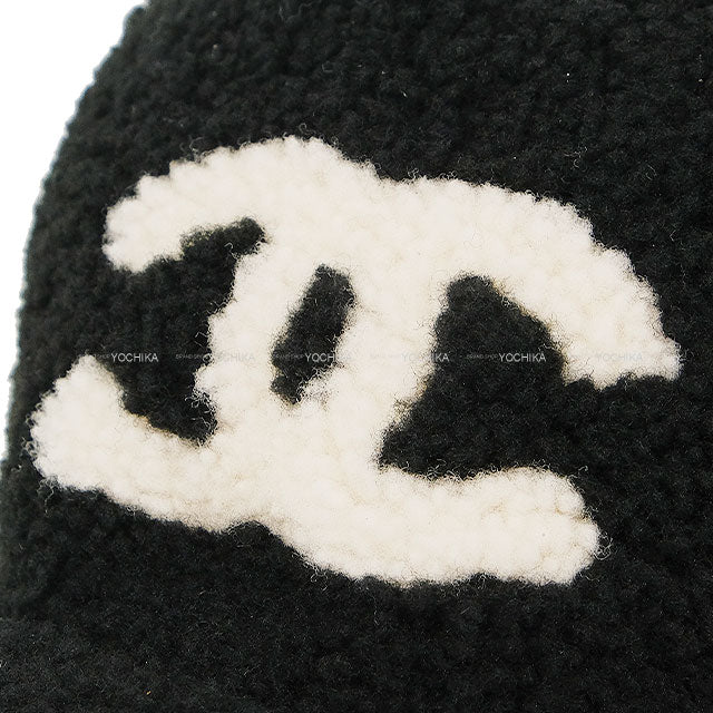 2025 AW CHANEL cap Boa Coco mark Noir (Black)/Blanc (White) Wool /Goat Skin AAB264[BRAND NEW][Authentic]