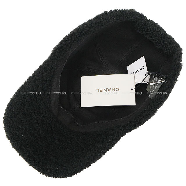 2025 AW CHANEL cap Boa Coco mark Noir (Black)/Blanc (White) Wool /Goat Skin AAB264[BRAND NEW][Authentic]