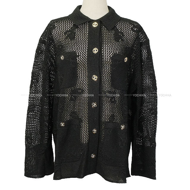 2024 SS CHANEL Jacket COCO Button Rhinestone Mesh Noir (Black) Reyon /Paper #40 P76912[BRAND NEW][Authentic]