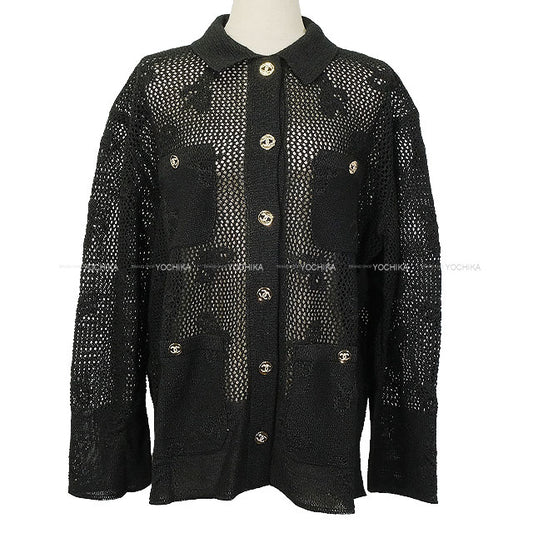2024 SS CHANEL Jacket COCO Button Rhinestone Mesh Noir (Black) Reyon /Paper #40 P76912[BRAND NEW][Authentic]