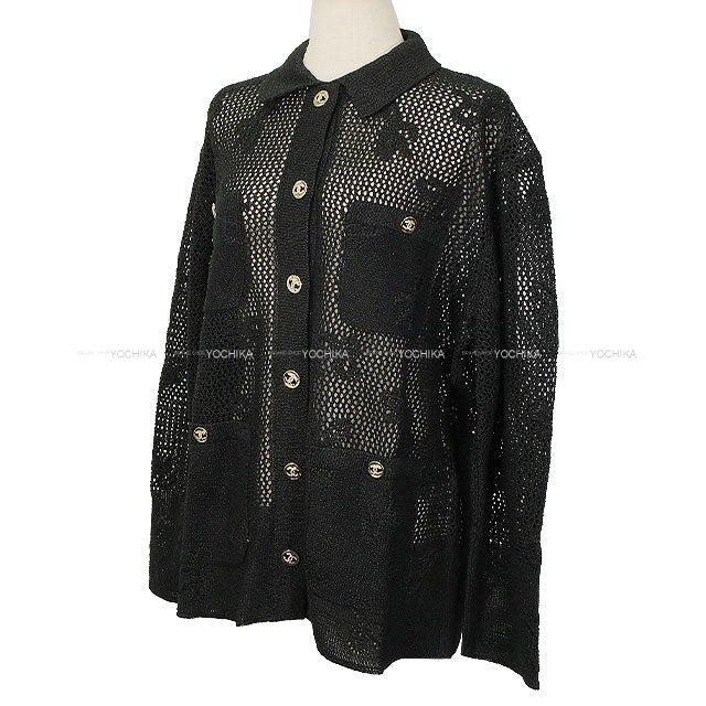 2024 SS CHANEL Jacket COCO Button Rhinestone Mesh Noir (Black) Reyon /Paper #40 P76912[BRAND NEW][Authentic]