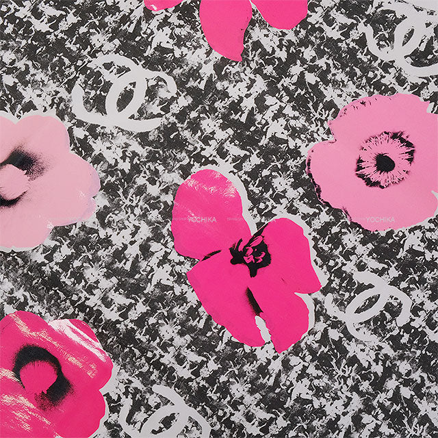 2024 SS CHANEL Short sleeve t shirt Coco mark Camelia Tweed Print Blanc (White)/Noir (Black)//Pink Cotton ♯L P77172[EXCELLENT][Authentic]