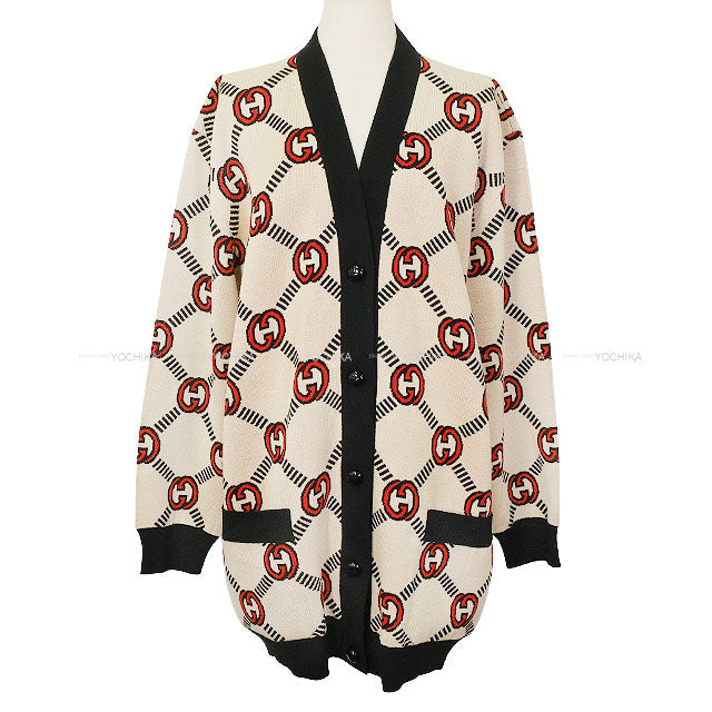 GUCCI Cardigan Reversible Interlocking GG Noir (Black)/Beige Wool/Polyurethane ♯L 678308[EXCELLENT][Authentic]