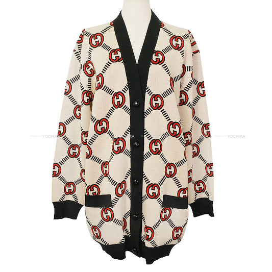 GUCCI Cardigan Reversible Interlocking GG Noir (Black)/Beige Wool/Polyurethane ♯L 678308[EXCELLENT][Authentic]