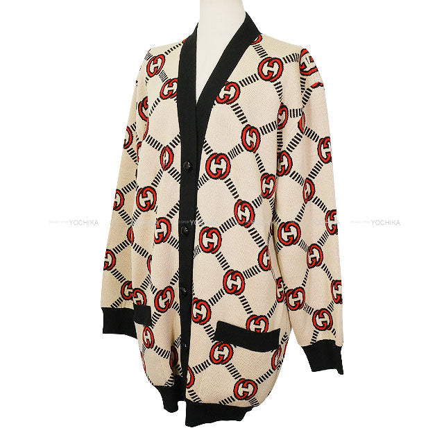 GUCCI Cardigan Reversible Interlocking GG Noir (Black)/Beige Wool/Polyurethane ♯L 678308[EXCELLENT][Authentic]