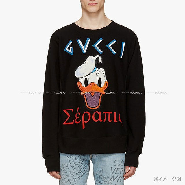 2021 AW GUCCI Sweat Disney Donald Duck Noir (Black) Cotton ♯XL 462018[EXCELLENT][Authentic]