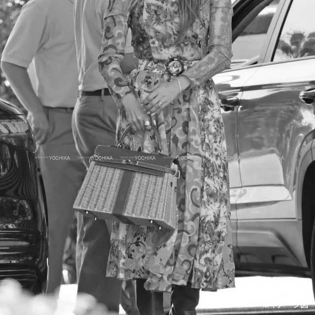 HERMES Shoulder bag Kelly35 Picnic Nata Veau Swift /Rattan Silver HW Stamp W[EXCELLENT][Authentic]