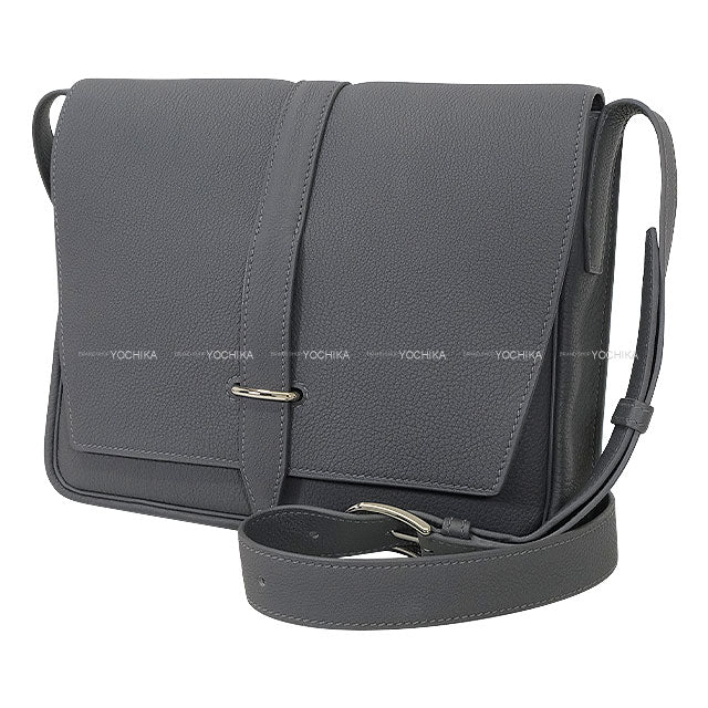 HERMES Shoulder bag Steve Light Junior Ardoise Veau Togo Silver HW Stamp W[EXCELLENT][Authentic]