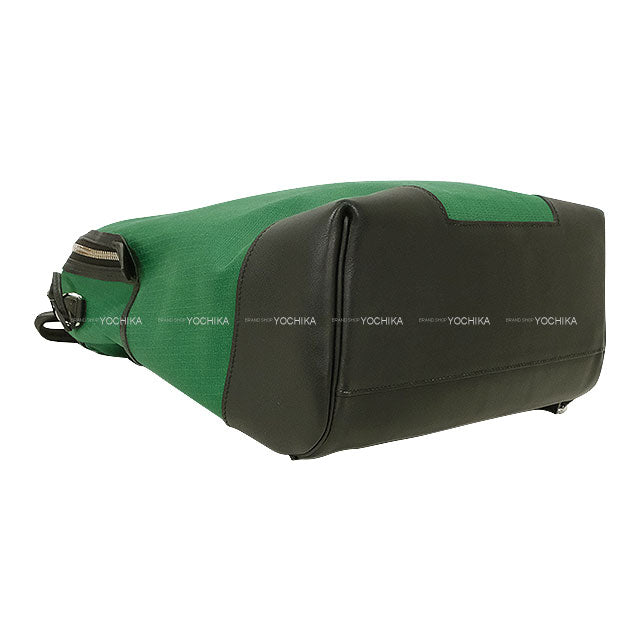 [Pre-loved] HERMES Backpack/daypack/Ruck sack Allback T＆C Vert Moyen/Noir (Black) Toile Bivouac canvas Silver HW Stamp U[USED SA][Authentic]