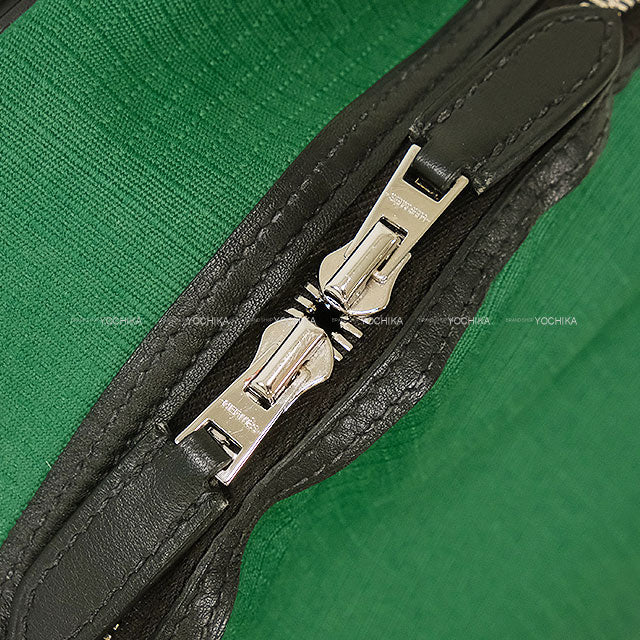 [Pre-loved] HERMES Backpack/daypack/Ruck sack Allback T＆C Vert Moyen/Noir (Black) Toile Bivouac canvas Silver HW Stamp U[USED SA][Authentic]