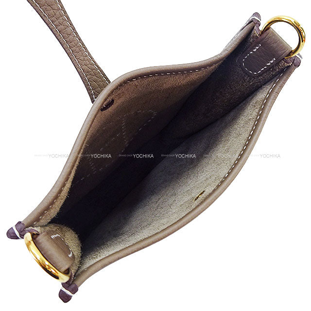 [Pre-loved] HERMES Shoulder bag Evelyne 16 TPM Etoupe/Blue Indigo Taurillon Clemence Gold HW Stamp B[LIKE NEW][Authentic]