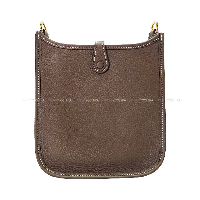 [Pre-loved] HERMES Shoulder bag Evelyne 16 TPM Etoupe/Blue Indigo Taurillon Clemence Gold HW Stamp B[LIKE NEW][Authentic]