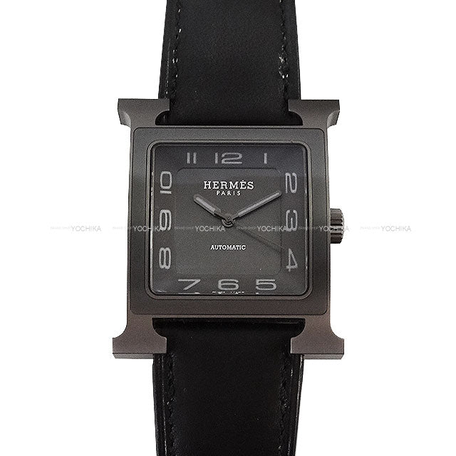 HERMES Watches H Watch Men's 34mm HH5.841 Noir (Black) Titanium/Veau Barenia Metal Silver HW[EXCELLENT][Authentic]