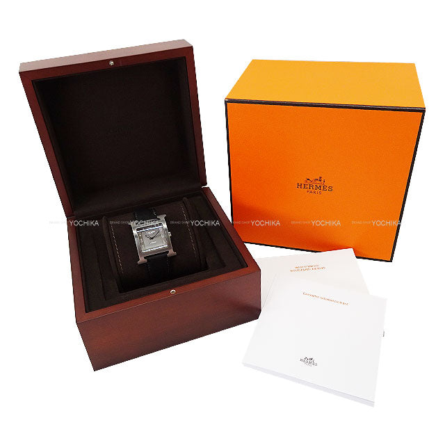 HERMES Watches H Watch Men's 34mm HH5.841 Noir (Black) Titanium/Veau Barenia Metal Silver HW[EXCELLENT][Authentic]