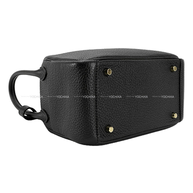 HERMES Shoulder bag Lindy mini 20 Noir (Black) Taurillon Clemence Gold HW Stamp Z[EXCELLENT][Authentic]