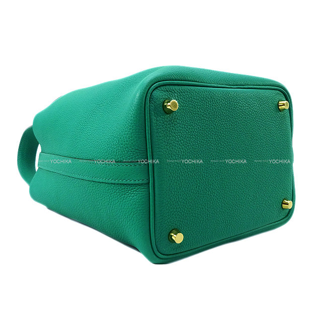 HERMES Handbag Picotin Lock 18 PM Vert Jade Taurillon Maurice Gold HW Stamp U[EXCELLENT][Authentic]