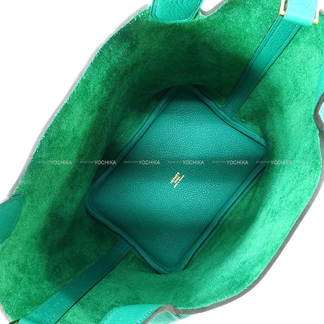 HERMES Handbag Picotin Lock 18 PM Vert Jade Taurillon Maurice Gold HW Stamp U[EXCELLENT][Authentic]