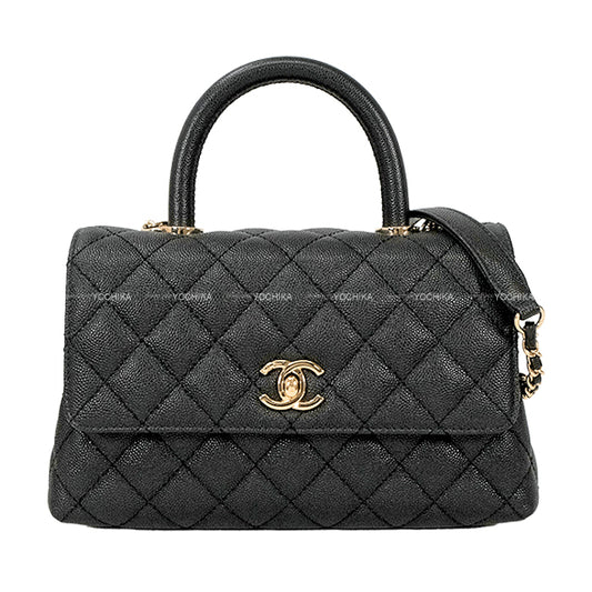 CHANEL Shoulder bag Matelasse COCO Handle Top Handle XS 24 chain Noir (Black)/Bordeaux Graind Calf(Caviarskin) Champagne Gold HW A92990[EXCELLENT][Authentic]