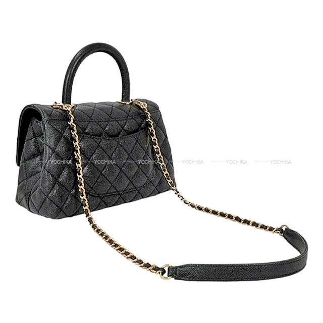 CHANEL Shoulder bag Matelasse COCO Handle Top Handle XS 24 chain Noir (Black)/Bordeaux Graind Calf(Caviarskin) Champagne Gold HW A92990[EXCELLENT][Authentic]