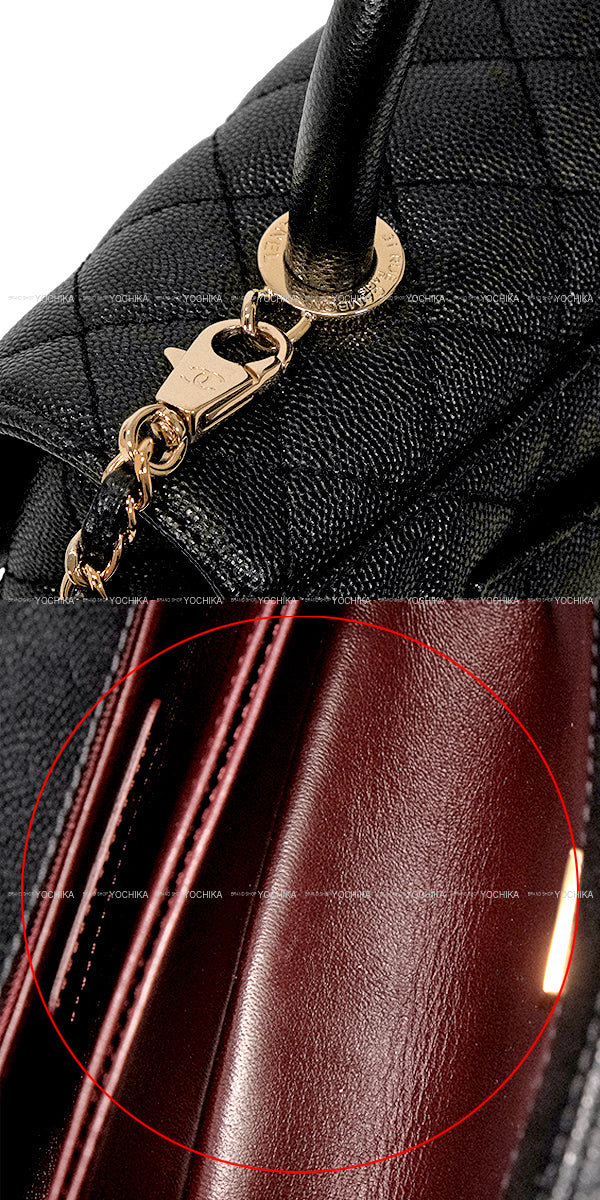 CHANEL Shoulder bag Matelasse COCO Handle Top Handle XS 24 chain Noir (Black)/Bordeaux Graind Calf(Caviarskin) Champagne Gold HW A92990[EXCELLENT][Authentic]