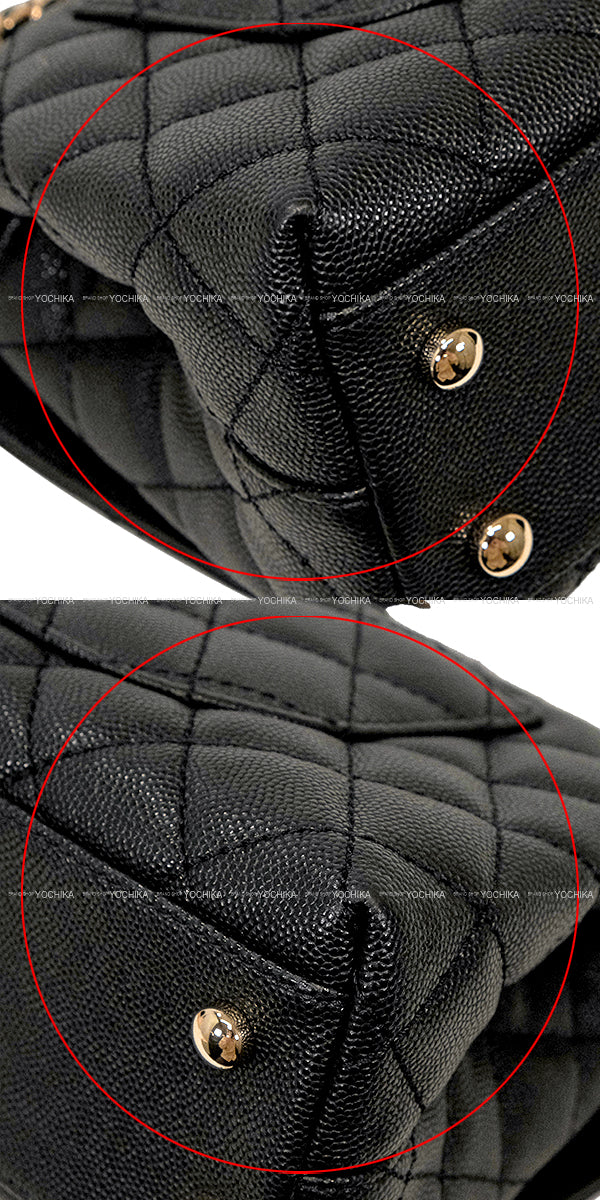 CHANEL Shoulder bag Matelasse COCO Handle Top Handle XS 24 chain Noir (Black)/Bordeaux Graind Calf(Caviarskin) Champagne Gold HW A92990[EXCELLENT][Authentic]