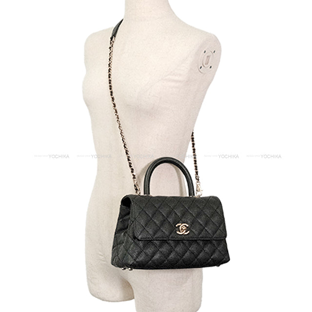 CHANEL Shoulder bag Matelasse COCO Handle Top Handle XS 24 chain Noir (Black)/Bordeaux Graind Calf(Caviarskin) Champagne Gold HW A92990[EXCELLENT][Authentic]