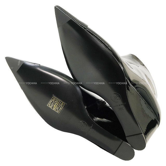 2022 Cruise Collection CHANEL boots Short Ankle Boots with COCO Mark and COCO Button, with Leggings Noir (Black) Patent Enamel Leather/Knit #38C Champagne Gold HW G38735[EXCELLENT][Authentic]